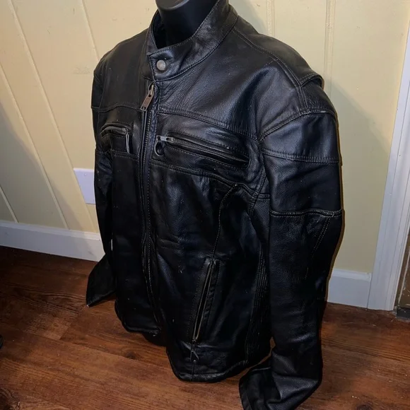 Vintage Zony Inc Heavy Duty Genuine Leather Motorcycle Jacket Size M - Picture 3 of 15
